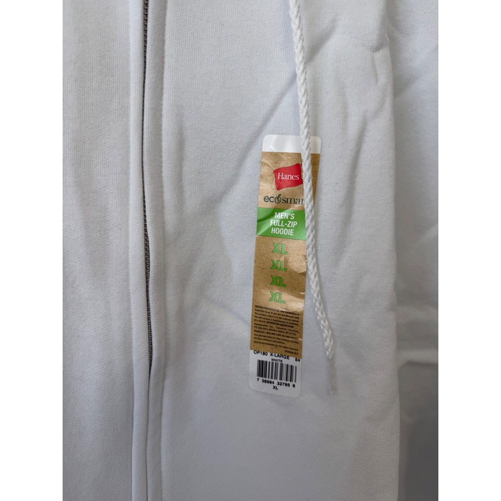 Hanes Men's Basic Zip-Up Jacket – White – Size XL – NWT - Picture 3 of 4